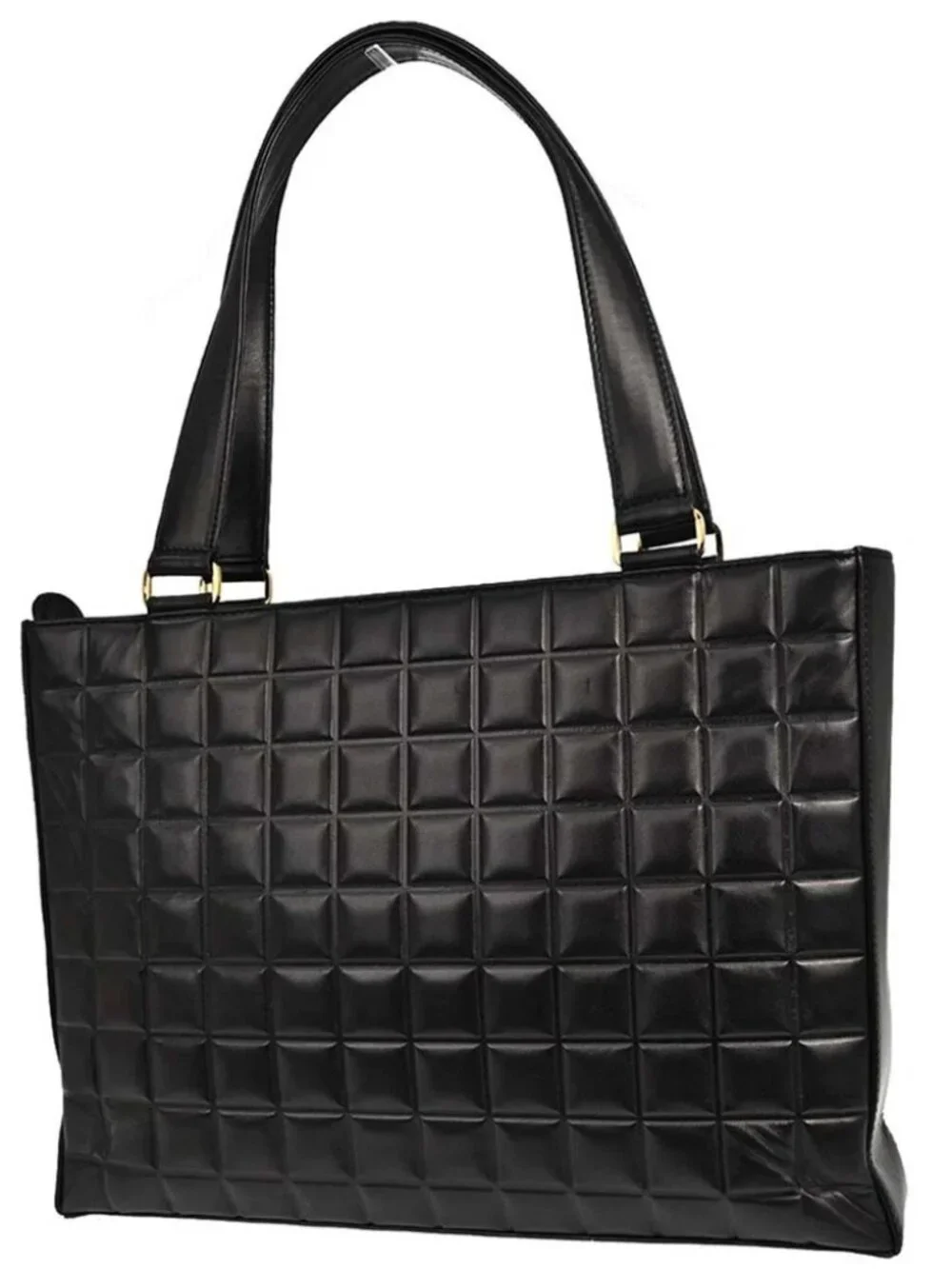 Chanel Black Lambskin Choco Bar Tote Handbag